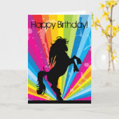 レインボーテクノシルエット馬誕生日カード カード (黄色い花)