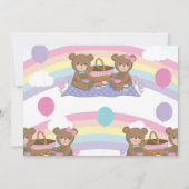 レインボーテディベアピクニック1日目の誕生日少女の写真 招待状 (裏面)