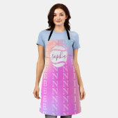 レインボーテニスタイポグラフィボール&ガールプレーヤーキッズ エプロン (着用した状態)