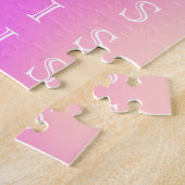 レインボーテニスタイポグラフィボール&ガールプレーヤーキッズ ジグソーパズル (側面)