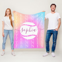 レインボーテニスタイポグラフィボール&ガールプレーヤーキッズ