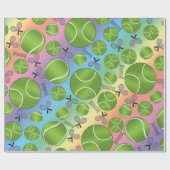 レインボーテニスボールラケットとネット ラッピングペーパー (フラット)