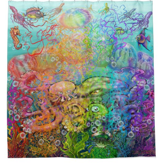 レインボーテンタクル シャワーカーテン (正面)