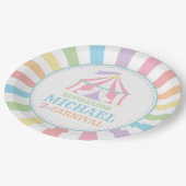 レインボーテントサーカスカーニバル誕生日パーティープレート ペーパープレート (アングル)