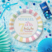 レインボーテントサーカスカーニバル誕生日パーティープレート ペーパープレート (パーティー)