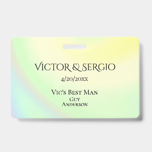 レインボーテーマウェディングパーティーID両面 バッジ (Front)