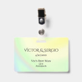 レインボーテーマウェディングパーティーID両面 バッジ (Front with Clip)