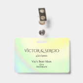 レインボーテーマウェディングパーティーID両面 バッジ (Back with Clip)