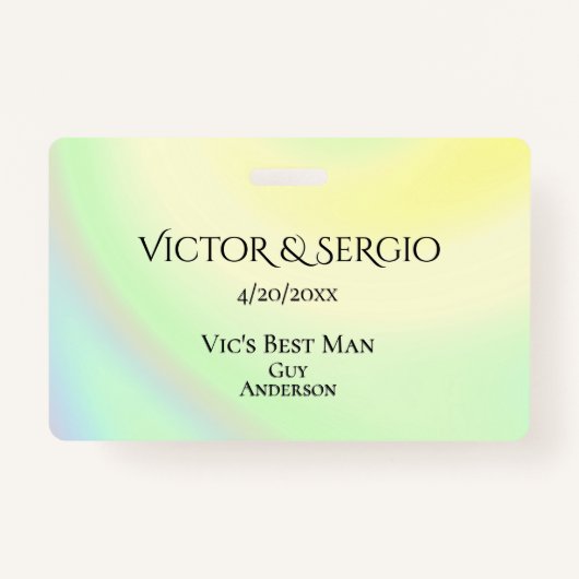 レインボーテーマウェディングパーティーID両面 バッジ (正面)