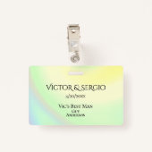 レインボーテーマウェディングパーティーID両面 バッジ (裏面クリップ)