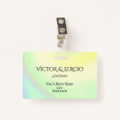 レインボーテーマウェディングパーティーID両面 バッジ (正面クリップ)