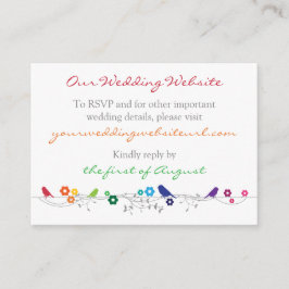 レインボーテーマ鳥結婚の花のWebサイトインサート エンクロージャーカード
