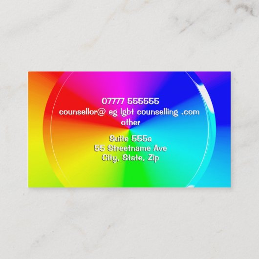 レインボーディスクLGBTカウンセリングサービス 名刺 (裏面)