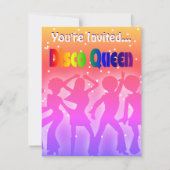 レインボーディスコクイーン | レトロ70sパーティー星 招待状 (正面)