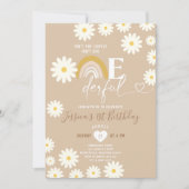 レインボーデイジー花は彼女のonederful誕生日 招待状 (正面)