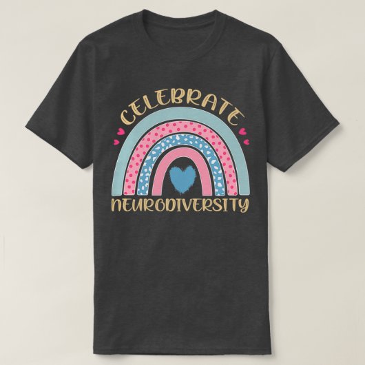 レインボーデザイン神経多様性自閉症許容Au Tシャツ (デザイン正面)