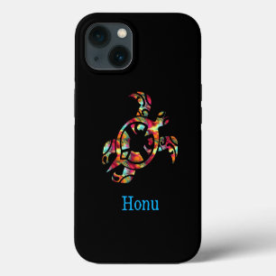 レインボートバルハワイアンシータートルオンブラック iPhone 13ケース