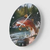 レインボートラウトオンザ狩り ラージ壁時計 (傾斜)