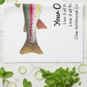 レインボートラウトフィッシュフライフィッシング釣りガイドロッジ キッチンタオル (折り畳み)