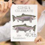 レインボートラウト大人メンズ誕生日スポーツ魚釣り 招待状<br><div class="desc">どんな年齢の魚を愛する人のための誕生日の招待！この招待に関する言葉は全てカスタマイズお客様のニーズに合う。このデザインはトロフィーのニジマスを備えている。</div>