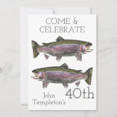 レインボートラウト大人メンズ誕生日スポーツ魚釣り 招待状 (正面)