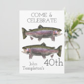 レインボートラウト大人メンズ誕生日スポーツ魚釣り 招待状 (スタンド正面)
