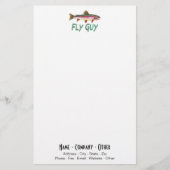 レインボートラウト魚釣りフィッシャーマンアングラーフライガイ 便箋 (正面)