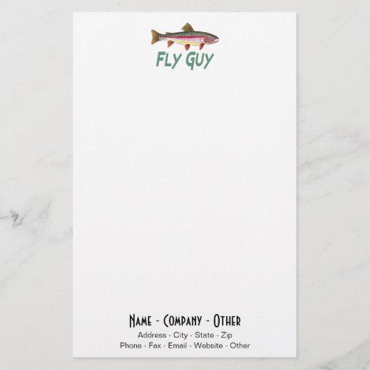 レインボートラウト魚釣りフィッシャーマンアングラーフライガイ 便箋 (正面)
