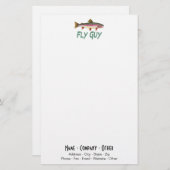 レインボートラウト魚釣りフィッシャーマンアングラーフライガイ 便箋 (正面/裏面)