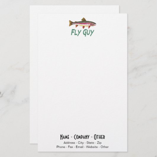 レインボートラウト魚釣りフィッシャーマンアングラーフライガイ 便箋 (正面/裏面)