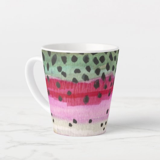 レインボートラウト魚釣り絵画ズ カフェラテマグ (左アングル)