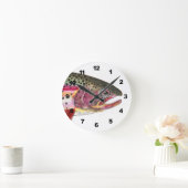 レインボートラウト魚釣り ラウンド壁時計 (ホーム)