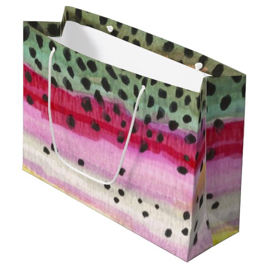 レインボートラウト魚釣り ラージペーパーバッグ (正面アングル)