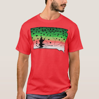 レインボートラウフフィッシュサウスダコタ州マップフライ Tシャツ