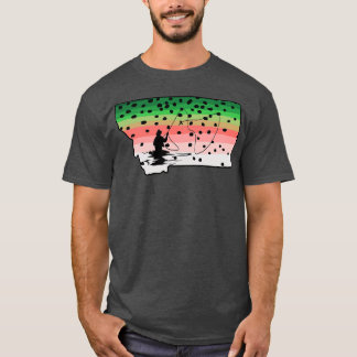 レインボートラウフフィッシュモンタナ州マップフライフィッシュ Tシャツ