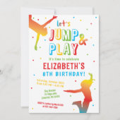 レインボートランポリンパーク子供の誕生日パーティーインビタ 招待状 (正面)