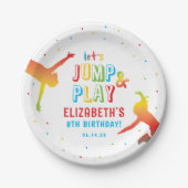 レインボートランポリンパーク子供の誕生日パーティー ペーパープレート (正面)