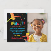 レインボートランポリンパーク子供の誕生日 サンキューカード (正面)