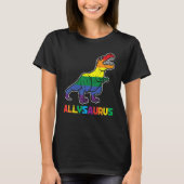 レインボートレックスアリサウルスゲイプライド国旗Lgbtq Dino Tシャツ (正面)