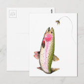 レインボートロウのフライフィッシング ポストカード (正面/裏面)