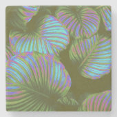 レインボートロピカル葉 ストーンコースター (正面)