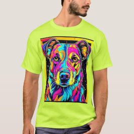 レインボードッグの肖像画アート Tシャツ