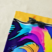 レインボードッグポートレートデザイン ビーチタオル (インサイチュ)