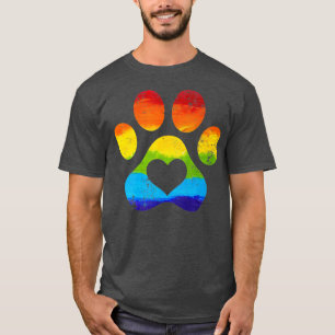 レインボードッグポープリントフラッグLGBTQゲイプライド月 Tシャツ