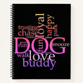 レインボードッグワードアートブレットジャーナル ノートブック (正面)