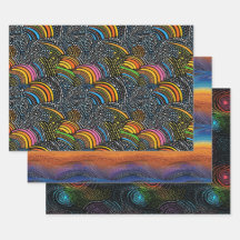 レインボードットアートスタイルラッピング紙