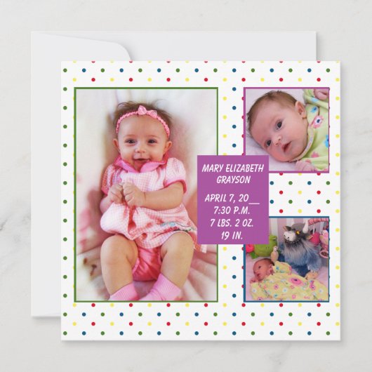 レインボードットベビー発表 案内状 (正面)