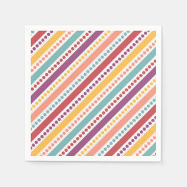 レインボードット&ストライプレインボーガール誕生日 スタンダードカクテルナプキン