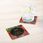 レインボードラゴンはかりで測金ゴールドフェイクグリッター誕生日 スクエアペーパーコースター (インサイチュ)