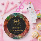 レインボードラゴンはかりで測金ゴールドフェイクグリッター誕生日 ペーパープレート (パーティー)